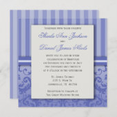 パープルスティプダマスクウェディング招待状 招待状 (正面/裏面)