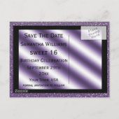 パープルスティレット&ストリーマーズスウィート16日を保存 案内ポストカード (裏面)