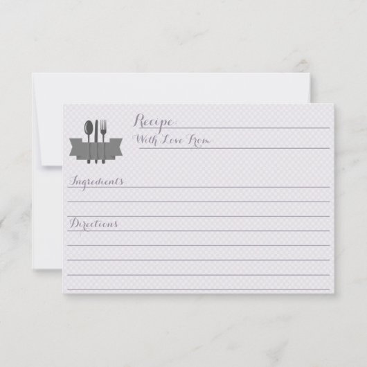 パープルストックキッチンブライダルシャワーレシピカード (正面)