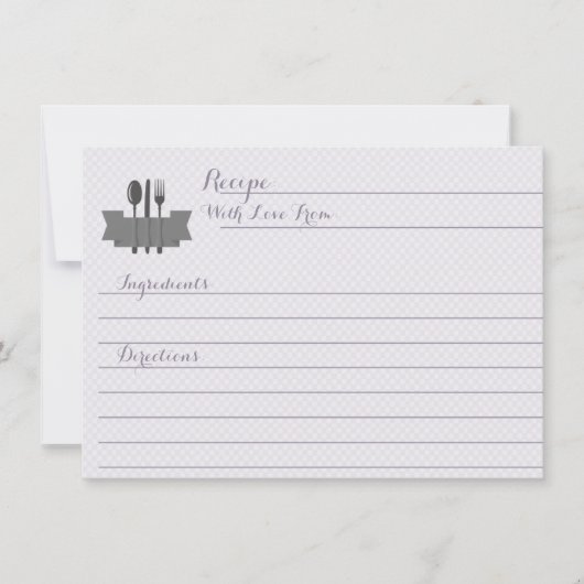 パープルストックキッチンブライダルシャワーレシピカード (正面)