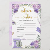 パープルストックザキッチンブライダルシャワーアドバイスカード (正面/裏面)