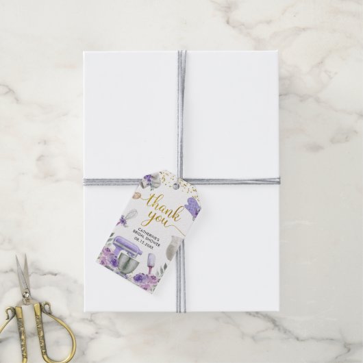 パープルストックザキッチンブライダルシャワーギフトラベル ギフトタグ (より糸付き)