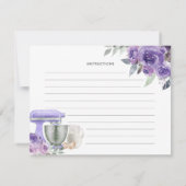 パープルストックザキッチンブライダルシャワーレシピカード 招待状 (裏面)