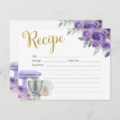 パープルストックザキッチンブライダルシャワーレシピカード 招待状 (正面/裏面)