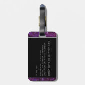 パープルストップグリッタートラベルクイーンを探索しない ラゲッジタグ (裏面縦)