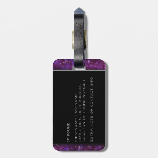 パープルストップグリッタートラベルクイーンを探索しない ラゲッジタグ (裏面縦)