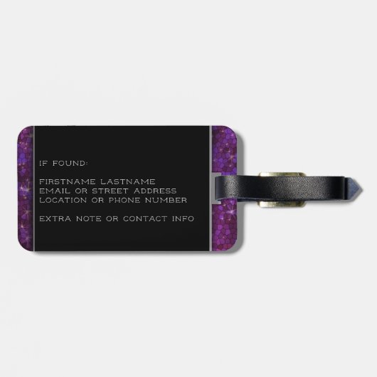 パープルストップグリッタートラベルクイーンを探索しない ラゲッジタグ (裏面横)