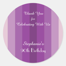 パープルストライプありがとうステッカー、パーソナライズ ラウンドシール