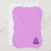 パープルストライプお誕生日ケーキ招待状 招待状 (裏面)