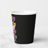 パープルストライプのキャットグリーンアイズキャンディハートブラック 紙コップ (左)