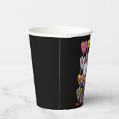 パープルストライプのキャットグリーンアイズキャンディハートブラック 紙コップ (右)