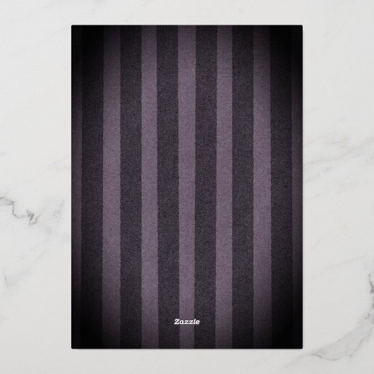 パープルストライプのクモの巣 ハロウィン写真 箔シーズンカード (裏面)