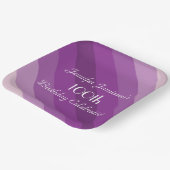 パープルストライプの紙プレート100th誕生日パーティー ペーパープレート (傾斜あり)