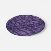 パープルストライプの迷彩柄とカスタム文字 ペーパープレート (アングル)