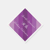 パープルストライプの、第90回バースデーパーティー、名前、紙 スタンダードカクテルナプキン (角)