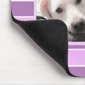 パープルストライプイニシャルカスタムワンフォトカワイドッグ マウスパッド (コーナー)