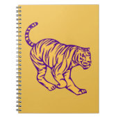 パープルストライプキャットタイガーイラストレーション ノートブック (正面)
