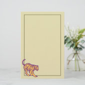 パープルストライプキャットタイガーイラストレーション 便箋 (スタンド正面)