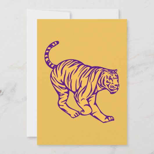 パープルストライプキャットタイガー汎用パーティー 招待状 (裏面)