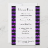 パープルストライプグリッターストライプリハーサルディナー 招待状 (正面)