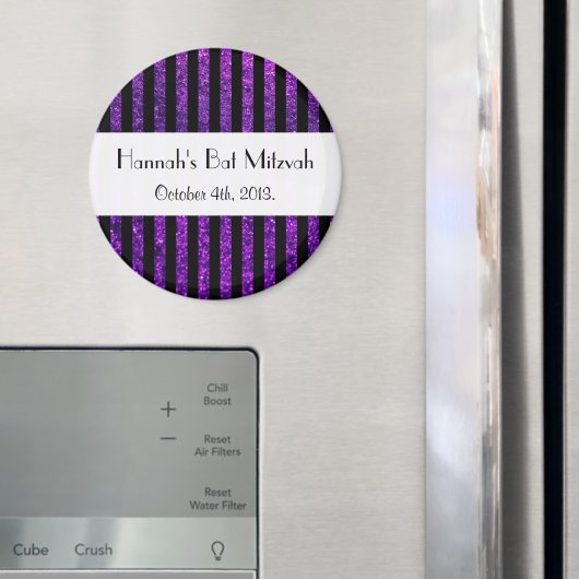 パープルストライプグリッターストライプ、バルミツワー マグネット (インサイチュ (冷蔵庫))