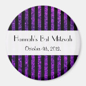 パープルストライプグリッターストライプ、バルミツワー マグネット (正面)