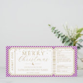 パープルストライプコンサートチケットギフト券カード 招待状 (スタンド正面)