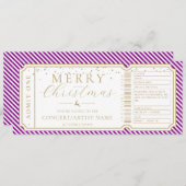 パープルストライプコンサートチケットギフト券カード 招待状 (正面/裏面)