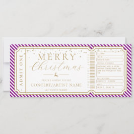 パープルストライプコンサートチケットギフト券カード 招待状