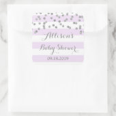 パープルストライプシルバー紙吹雪ベビーシャワーの好意 スクエアシール (バッグ)