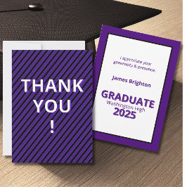 パープルストライプテーマ卒業 サンキューカード