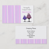 パープルストライプデザイナーケーキ名刺 名刺 (正面/裏面)