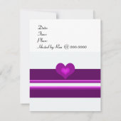 パープルストライプハート誕生日招待状 招待状 (裏面)