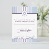 パープルストライプバルミツワーRSVP返信カード 出欠カード (スタンド正面)