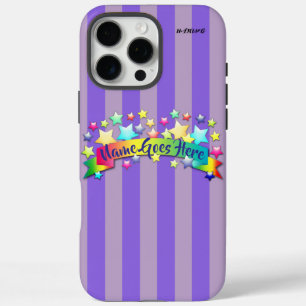 パープルストライプ携帯電話ケースHAMbWG iPhone 16 Pro Maxケース
