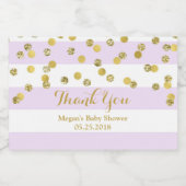 パープルストライプ金ゴールド紙吹雪ベビーシャワーラベル フードラベル (シングルラベル)