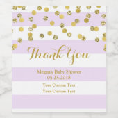 パープルストライプ金ゴールド紙吹雪ベビーシャワーワインラベル ワインラベル (シングルラベル)