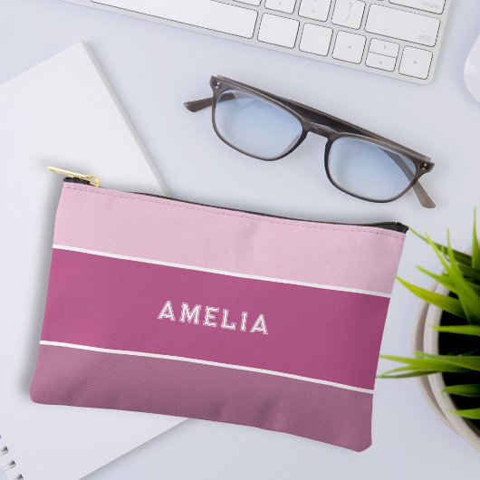 パープルストライプ静脈瘤モノグラム アクセサリーポーチ