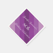 パープルストライプ80thバースデーパーティー紙 スタンダードカクテルナプキン (角)