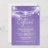 パープルストリングライツ18thバースデーパーティー 招待状 (正面)