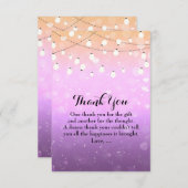 パープルストリングライトスパークルグラームサンキューカード サンキューカード (正面/裏面)