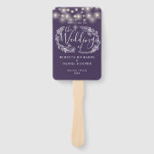 パープルストリングライトフローラ結婚式 プログラム ハンドファン (正面)