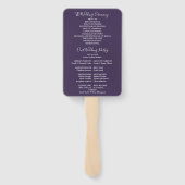 パープルストリングライトフローラ結婚式 プログラム ハンドファン (裏面)