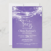 パープルストリングライト40th誕生日パーティー 招待状 (正面)
