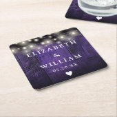 パープルストリングラ素朴イツウッドボホバ結婚ンズ スクエアペーパーコースター (アングル)