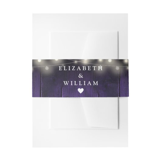 パープルストリングラ素朴イツウッドボホバ結婚ンズ 招待状ベリーバンド (正面例)