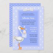 パープルストークと男の赤ちゃんシャワー招待状 招待状 (正面/裏面)