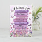 パープルストーリーブックフラワー蝶ブライダルシャワー 招待状 (スタンド正面)