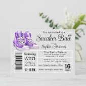 パープルスニーカーボール誕生日パーティーシューズラベル 招待状 (スタンド正面)