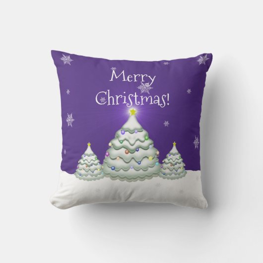 パープルスノーウィークリスマスツリー装飾用クッション クッション (正面)